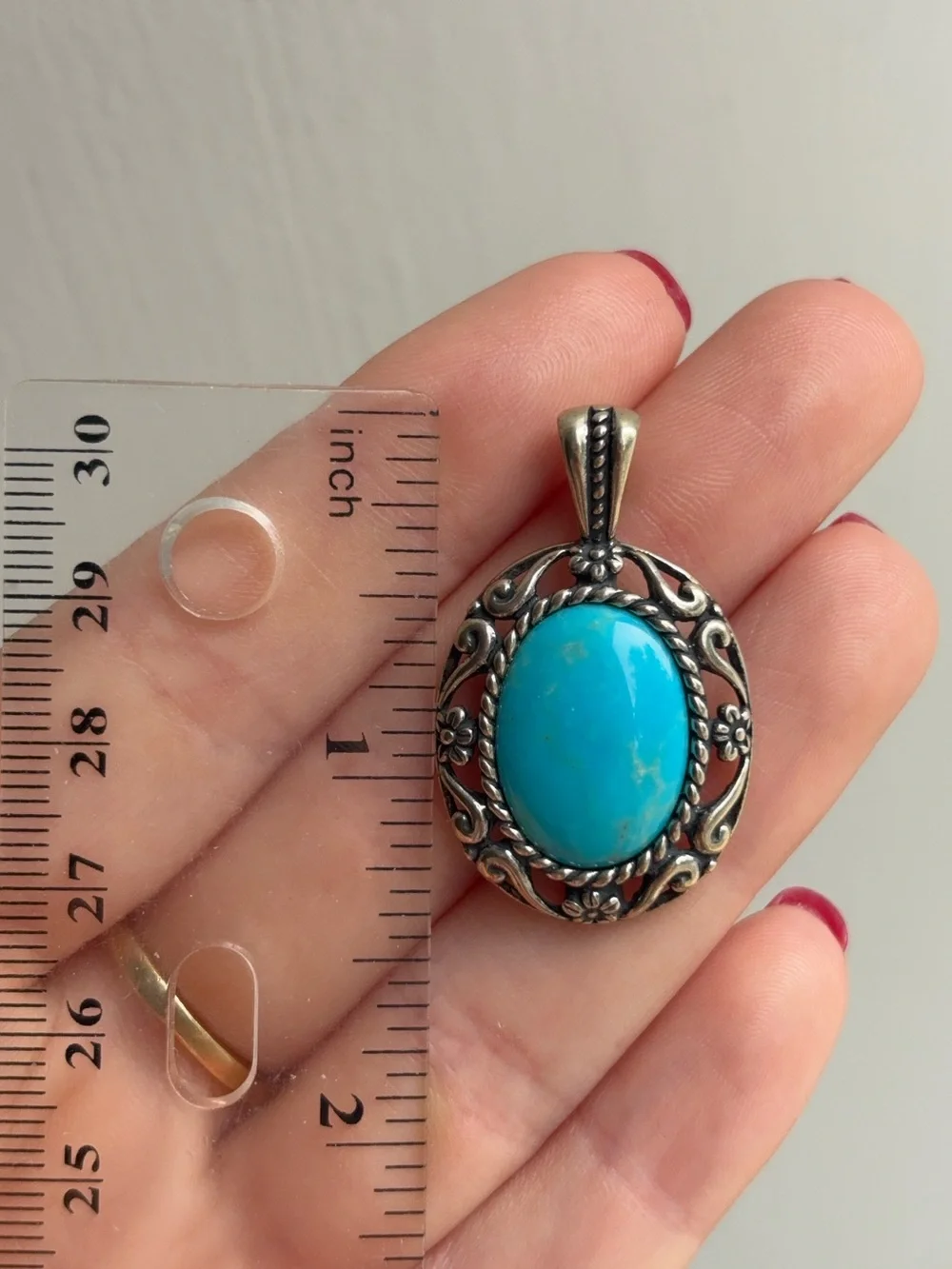 Carolyn Pollack Relios Sterling Silver Chunky Turquoise Southwestern Pendant - Picture 5 of 5
